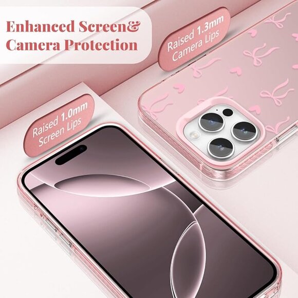 Iphone All 16 15 14 13 Cute Pink Ribbon Bow Tie Phone Case - Picture 5 of 6